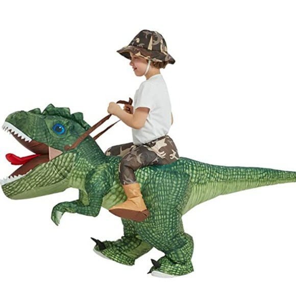 Inflatable Costume Dinosaur Riding T Rex Air Blow up Funny Halloween Costume - Picture 5 of 6